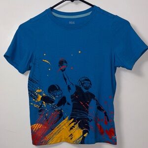 DSG Kids Blue Tee with Football Action Design